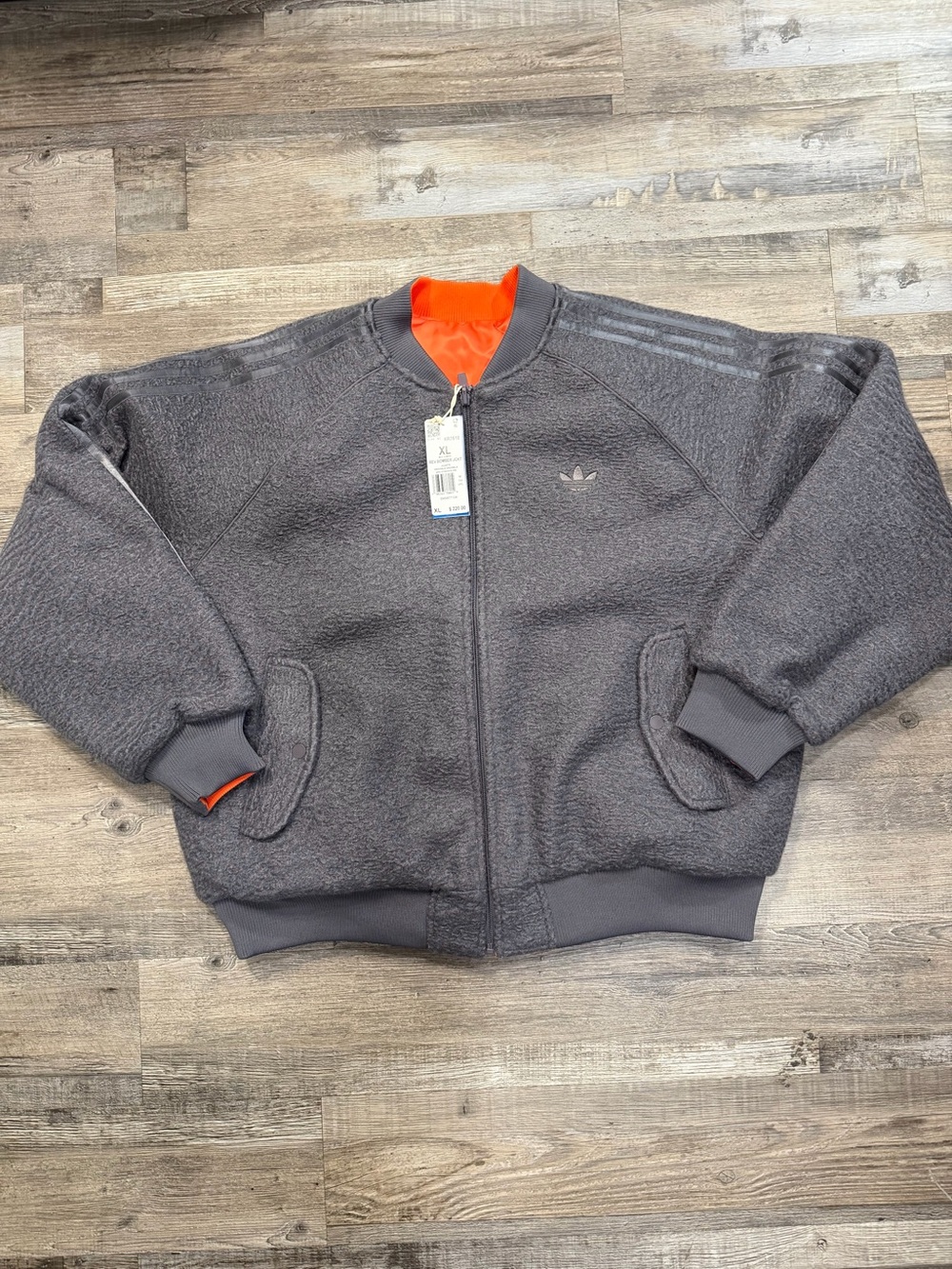 Adidas Originals Reversible Superstar Bomber Jacket Gray Orange Men’s XL KR7618